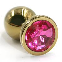 Маленькая алюминиевая анальная пробка Kanikule Small с кристаллом – золотистый с розовым Beauty Brands Limited