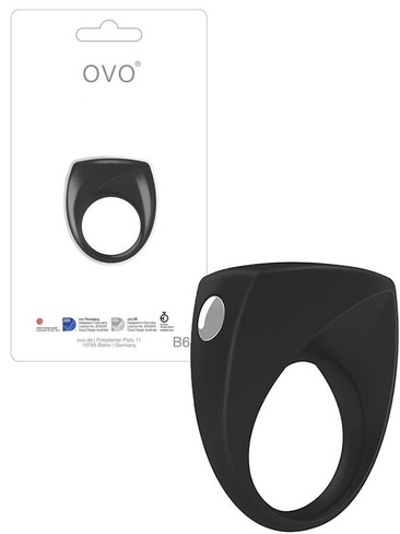 Эрекционное кольцо Ovo B6 с вибрацией – черный OVO
