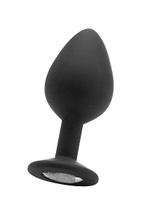 Анальная пробка с кристаллом Regular Diamond Butt Plug (Large) черная Shots toys