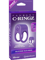 Эрекционное кольцо Duo-Ring на пенис и мошонку с вибрацией – фиолетовый Pipedream