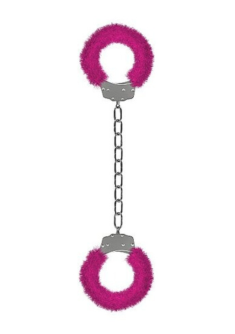 Металлические наножники с меховой обивкой для щиколоток Furry Ankle Cuffs (розовые) Shots toys
