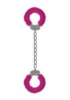 Металлические наножники с меховой обивкой для щиколоток Furry Ankle Cuffs (розовые) Shots toys