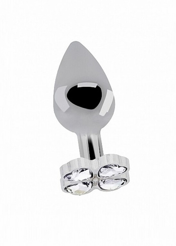 Серебряная анальная пробка с бриллиантовыми кристаллами в форме цветка -3,4 см. Shots toys