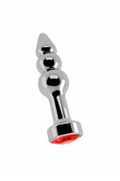 Серебряная анальная пробка с рубиновым кристаллом Silver Plug - Red Sapphire Shots toys