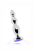 Серебряная анальная пробка с с сапфировым кристаллом Silver Plug - Purple Sapphire 17,6 см. Shots toys