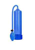 Ручная вакуумная помпа для мужчин с насосом в виде груши Classic Penis Pump голубая Shots toys