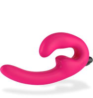 Безремневой страпон со съемной вибропулей Sharevibe – розовый Fun Factory