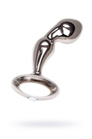 Металлический анальный стимулятор TOYFA с украшением цвета алмаза - серебристый