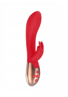 Вибромассажер кролик с вибрацией и функцией нагрева Opulent (красный) Shots toys