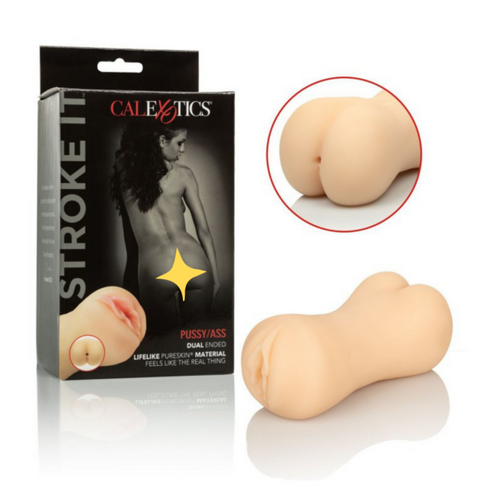 Мастурбатор закрытого типа с двумя отверстиями в виде вагины и ануса Calexotics Stroke It™ Pussy Ass - телесный Californ