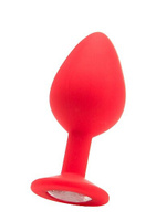 Анальная пробка с кристаллом Regular Diamond Butt Plug (Large) красная Shots toys