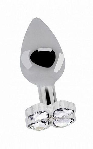 Серебряная анальная пробка с бриллиантовыми кристаллами в форме цветка -3,1 см. Shots toys