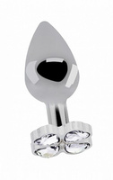 Серебряная анальная пробка с бриллиантовыми кристаллами в форме цветка -3,1 см. Shots toys