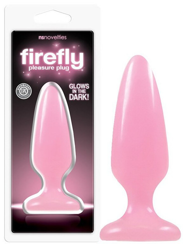 Средняя анальная пробка Firefly Pleasure Plug - Medium светящаяся в темноте – розовый NS Novelties