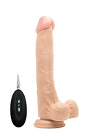 Реалистичный фаллоимитатор с мошонкой Vibrating Realistic Cock - 10 Inch - With Scrotum - Flesh: 26 см, 10 режимов работ