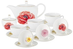 Чайный сервиз Flowers Мак на 6 персон 14 предметов Anna Lafarg Emily (60495al)