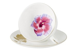 Чашка с блюдцем 250 мл Anna Lafarg Emily Flowers Гибискус (60500al)