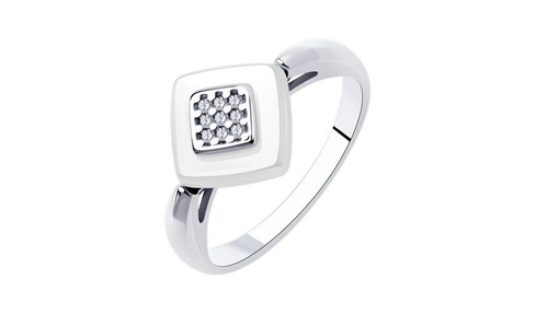 Кольцо серебряное Diamant с керамикой и фианитами