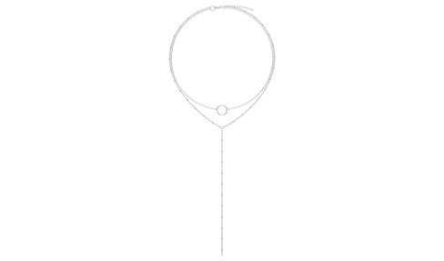 Колье-галстук серебряное Krastsvetmet с подвеской-кольцом, плетение Форцатина рада