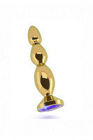 Золотая анальная пробка с сапфировым кристаллом Gold Plug - Purple Sapphire 17,6 см. Shots toys