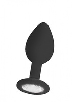 Анальная пробка с кристаллом Regular Diamond Butt Plug (Medium)-Черная SHOTSMEDIA