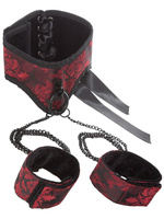 Игровой набор Scandal Posture Collar with Cuffs ошейник с наручниками California Exotic Novelties
