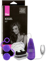 Набор вагинальных шариков Her Kegel Kit с вибропулей – фиолетовый California Exotic Novelties