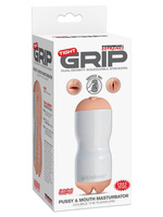 Ручной мастурбатор вагина-ротик Toyz Tight Grip Pussy & Mouth Masturbator - белый Pipedream