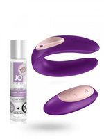 Многофункциональный вибратор для пар Satisfyer Partner Plus Remote - фиолетовый и Согревающий лубрикант для женщин JO Ag