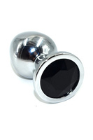 Серебряная анальная пробка с черным кристаллом (Medium) Kanikule Beauty Brands Limited