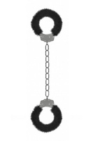 Металлические наножники с меховой обивкой для щиколоток Furry Ankle Cuffs (черные) Shots toys