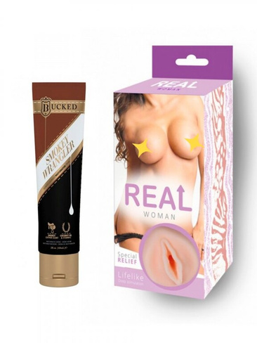 Ароматизированный косметический крем для мастурбации Bucked Smokey Wrangler - 60 мл. и Реалистичный мастурбатор вагина R