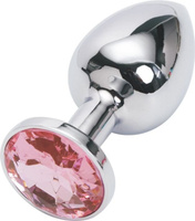 Маленькая анальная пробка Plug Silver с кристаллом – серебристый/розовый Gvibe (ex. FunToys)