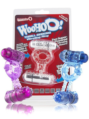 Эрекционное кольцо Screaming O - Woo Hoo с двумя вибростимуляторами The Screaming O