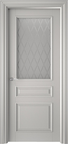 Межкомнатная дверь эмаль остекленная FD Avanta 4 Светло Серая (RAL 7047)
