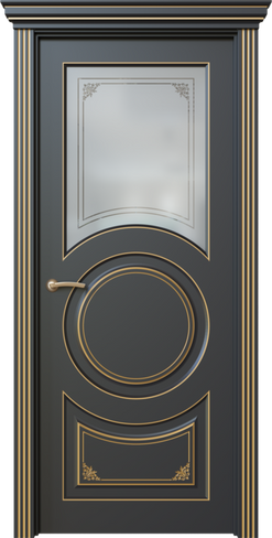 Дверь межкомнатная, Дольче 1.4, Остекленный вариант с орнаментом и с патиной