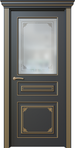 Дверь межкомнатная, Дольче 10.4, Остекленный вариант с орнаментом и с патиной