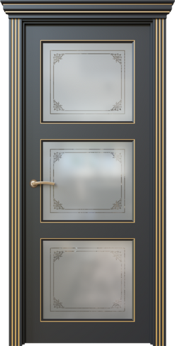 Дверь межкомнатная, Дольче 5.4, Остекленный вариант с орнаментом и с патиной