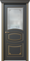 Дверь межкомнатная, Дольче 2.4, Остекленный вариант с орнаментом и с патиной