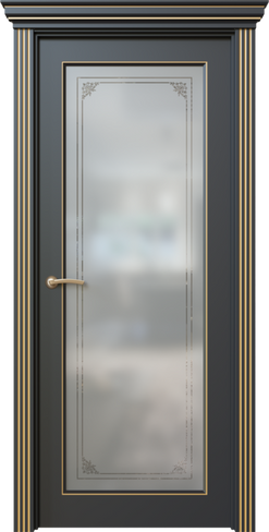 Дверь межкомнатная, Дольче 4.4, Остекленный вариант с орнаментом и с патиной