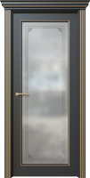Дверь межкомнатная, Дольче 4.4, Остекленный вариант с орнаментом и с патиной