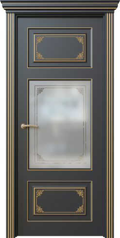 Дверь межкомнатная, Дольче 9.4, Остекленный вариант с орнаментом и с патиной