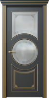 Дверь межкомнатная, Дольче 6.4, Остекленный вариант с орнаментом и с патиной