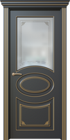 Дверь межкомнатная, Дольче 3.4, Остекленный вариант с орнаментом и с патиной