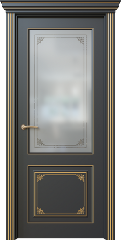 Дверь межкомнатная, Дольче 7.4, Остекленный вариант с орнаментом и с патиной