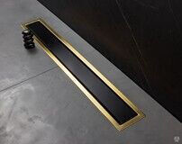Душевой лоток Pestan Confluo Premium Line Black Glass Gold 550 с дизайн-вставкой 13100115