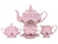 Чайный сервиз 6 персон 15 предметов Розовый фарфор, Соната 07260725-0008, Leander
