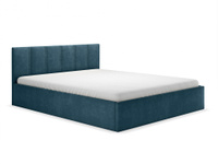 Двуспальная кровать Корсо ПМ Синий, велюр, 160х200 см