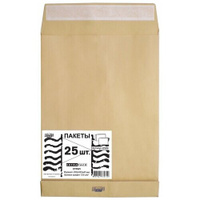Пакет почтовый Extrapack B4 из крафт-бумаги стрип 250х353 мм, 120 г/кв. м, 25 штук в упаковке ЭКСТРАПАК