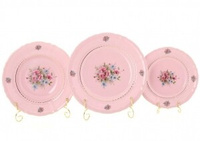 Набор тарелок на 6 персон 18 предметов, Цветы, Розовый фарфор Соната Leander 07260119-0013
